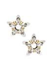 Shop_Confluence_Silver Plated Stones Deepa Gurnani Floral Studs_at_Aza_Fashions