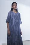 Buy_Urvashi Kaur_Grey Organic Cotton Round Shibori Dress  _at_Aza_Fashions