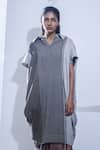 Buy_Urvashi Kaur_White Organic Cotton Spread Collar Cocoon Dress _at_Aza_Fashions