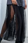 Shop_Urvashi Kaur_Black Noil Silk Maxi Skirt  _at_Aza_Fashions