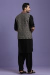 Shop_Kora By Nilesh Mitesh_Black Silk Blend Embroidered Geometric Bundi And Kurta Set _at_Aza_Fashions