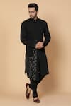 Buy_Kudrat Couture_Black Viscose Embroidered Sequins Sherwani And Pant Set _at_Aza_Fashions