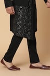 Shop_Kudrat Couture_Black Viscose Embroidered Sequins Sherwani And Pant Set _Online_at_Aza_Fashions