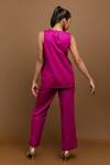 Shop_Kranberra_Magenta Cotton Plain Round Windsor Draped Top And Pant Set For Women_at_Aza_Fashions