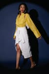 Buy_Kranberra_White Denim Maisie Draped Skirt_at_Aza_Fashions