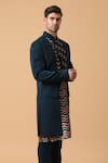 Shop_Kudrat Couture_Blue Cotton Lycra Viscose Embroidered Jacket And Kurta Set _at_Aza_Fashions