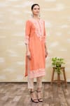 Samyukta Singhania_Peach Embroidered Kurta _Online_at_Aza_Fashions