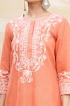 Samyukta Singhania_Peach Embroidered Kurta _at_Aza_Fashions