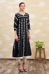 Samyukta Singhania_Black Embroidered Kurta _Online_at_Aza_Fashions