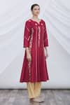 Samyukta Singhania_Maroon Embroidered Panelled Kurta _Online_at_Aza_Fashions