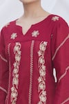 Shop_Samyukta Singhania_Maroon Embroidered Panelled Kurta _Online_at_Aza_Fashions