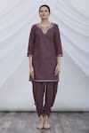 Buy_Arihant Rai Sinha_Maroon Striped Kurta And Dhoti Pant Set _Online_at_Aza_Fashions