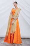 Buy_Arihant Rai Sinha_Orange Polka Dot Brocade Lehenga Set _at_Aza_Fashions