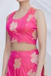 Samyukta Singhania_Pink Floral Brocade Lehenga Set _at_Aza_Fashions