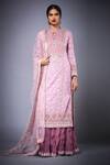 Buy_RI.Ritu Kumar_Pink Poly Georgette Band Embroidered Kurta Skirt Set _at_Aza_Fashions