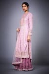 Buy_RI.Ritu Kumar_Pink Poly Georgette Band Embroidered Kurta Skirt Set _Online_at_Aza_Fashions