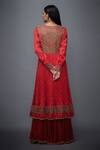Shop_RI.Ritu Kumar_Red Silk Round Bandhani Anarkali Set_at_Aza_Fashions