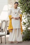 Buy_Nikasha_White Banarasi Woven Cotton Round Kurta Set _at_Aza_Fashions