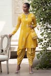 Buy_Nikasha_Yellow Crepe Round Printed Kurta And Dhoti Pant Set _at_Aza_Fashions