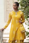 Buy_Nikasha_Yellow Crepe Round Printed Kurta And Dhoti Pant Set _Online_at_Aza_Fashions