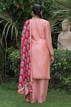 Shop_Nikasha_Pink Handwoven Chanderi Notched Kurta Set _at_Aza_Fashions