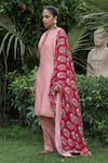 Nikasha_Pink Handwoven Chanderi Notched Kurta Set _Online_at_Aza_Fashions