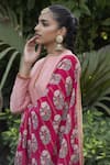 Buy_Nikasha_Pink Handwoven Chanderi Notched Kurta Set _Online_at_Aza_Fashions