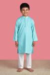 Buy_The Cotton Staple_Blue Cotton Striped Kurta And Pant Set _at_Aza_Fashions