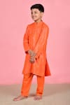 Buy_THE COTTON STAPLE_Orange Cotton Woven Stripe Kurta Set _Online_at_Aza_Fashions
