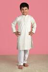 The Cotton Staple_White Cotton Striped Kurta Set _Online_at_Aza_Fashions