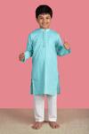 The Cotton Staple_Blue Cotton Striped Kurta And Pant Set _Online_at_Aza_Fashions