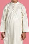 Shop_The Cotton Staple_White Cotton Striped Kurta Set _Online_at_Aza_Fashions