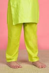 THE COTTON STAPLE_Green Cotton Lurex Woven Kurta Pant Set _at_Aza_Fashions