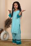 The Cotton Staple_Blue Cotton Lace Ambar Banjara Kurta And Palazzo Set _Online_at_Aza_Fashions