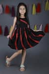 Buy_The Cotton Staple_Black Leheriya Tie And Dye Dress For Girls_at_Aza_Fashions