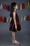 The Cotton Staple_Black Leheriya Tie And Dye Dress For Girls_Online_at_Aza_Fashions