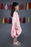 THE COTTON STAPLE_Peach Cotton Printed Striped Block Cowl Dress _Online_at_Aza_Fashions