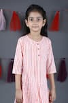 Buy_THE COTTON STAPLE_Peach Cotton Printed Striped Block Cowl Dress _Online_at_Aza_Fashions