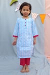 Buy_THE COTTON STAPLE_Blue Cotton Printed Kurta Set _Online_at_Aza_Fashions