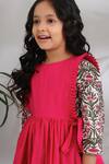 Shop_The Cotton Staple_White Printed Dress With Outer Layer For Girls_Online_at_Aza_Fashions