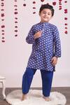 Buy_THE COTTON STAPLE_Blue Cotton Printed Kurta Set _at_Aza_Fashions