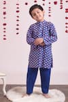 Buy_THE COTTON STAPLE_Blue Cotton Printed Kurta Set _Online_at_Aza_Fashions