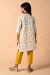 Shop_THE COTTON STAPLE_Yellow Cotton Pom-poms Printed Angarkha Kurt And Pant Set _at_Aza_Fashions
