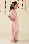 The Cotton Staple_Pink Cotton Embroidery, Gota Patti Kurta And Pant Set _Online_at_Aza_Fashions