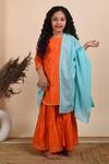 Buy_THE COTTON STAPLE_Orange , Satin Gota Patti Sarang Embroidered Sharara Set _at_Aza_Fashions