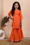 Buy_The Cotton Staple_Orange Vaani Kurta And Sharara Set For Girls_at_Aza_Fashions