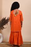 Shop_The Cotton Staple_Orange Vaani Kurta And Sharara Set For Girls_at_Aza_Fashions