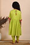 Shop_THE COTTON STAPLE_Green Cotton Lace Basant Kurta And Dhoti Pant Set _at_Aza_Fashions
