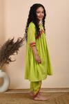 THE COTTON STAPLE_Green Cotton Lace Basant Kurta And Dhoti Pant Set _Online_at_Aza_Fashions