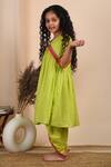 Buy_THE COTTON STAPLE_Green Cotton Lace Basant Kurta And Dhoti Pant Set _Online_at_Aza_Fashions